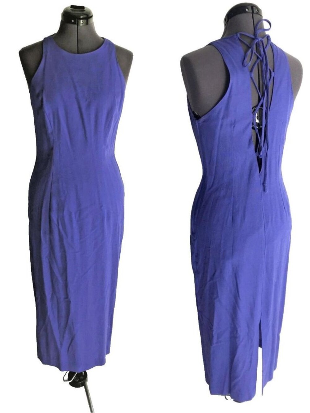 Vintage Jessica Howard Purple Midi with Lace Up Back & Side Zip, Size 8
